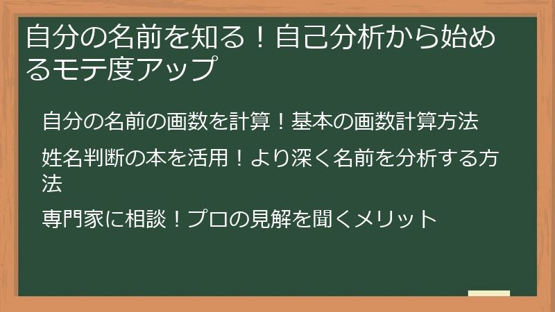 自分の名前を知る！自己分析から始めるモテ度アップ