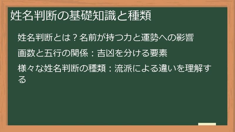 姓名判断の基礎知識と種類