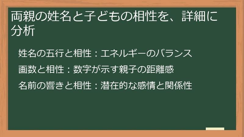 両親の姓名と子どもの相性を、詳細に分析