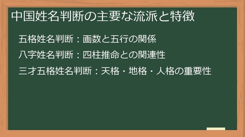 中国姓名判断の主要な流派と特徴