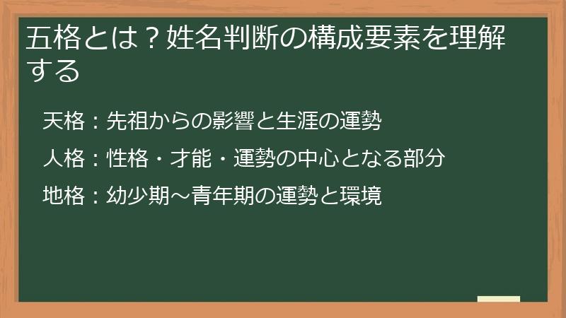 五格とは？姓名判断の構成要素を理解する