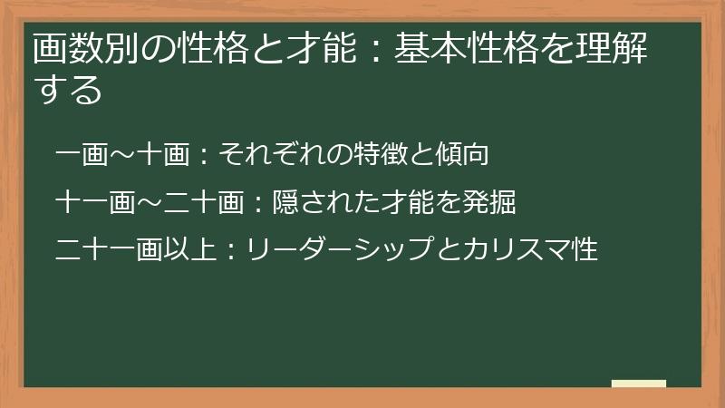 画数別の性格と才能：基本性格を理解する