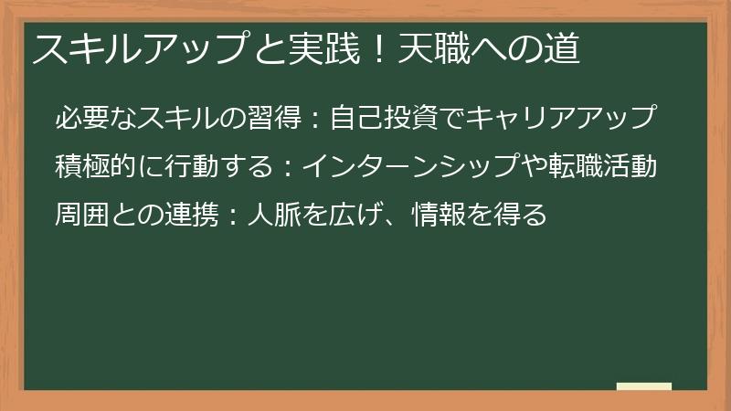スキルアップと実践！天職への道