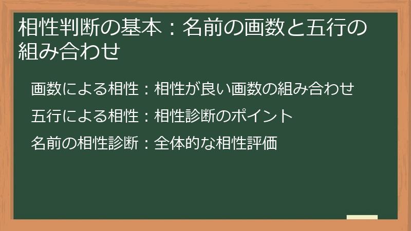 相性判断の基本：名前の画数と五行の組み合わせ
