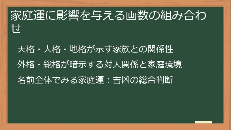 家庭運に影響を与える画数の組み合わせ