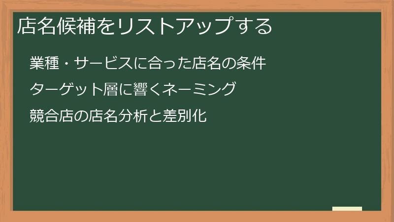 店名候補をリストアップする
