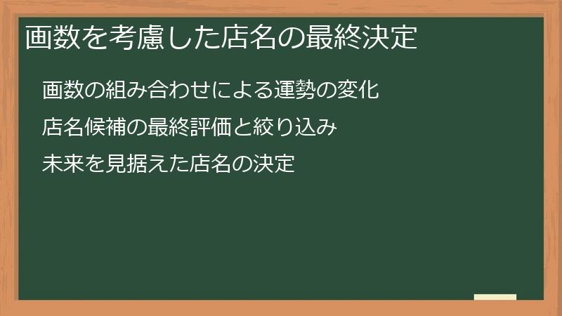 画数を考慮した店名の最終決定