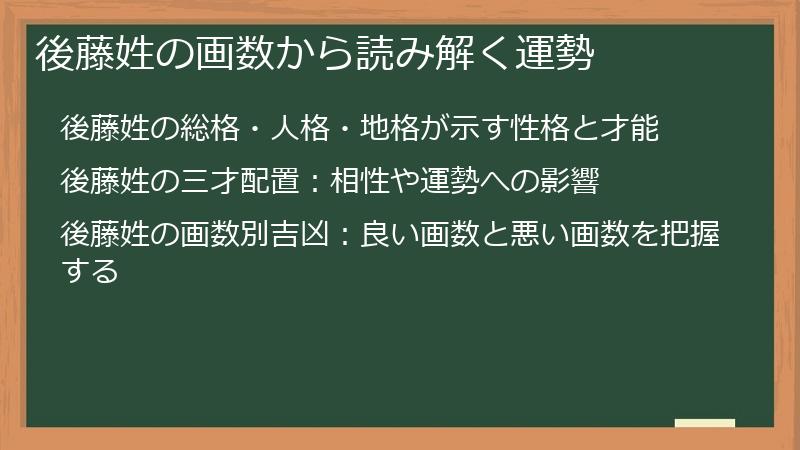 後藤姓の画数から読み解く運勢