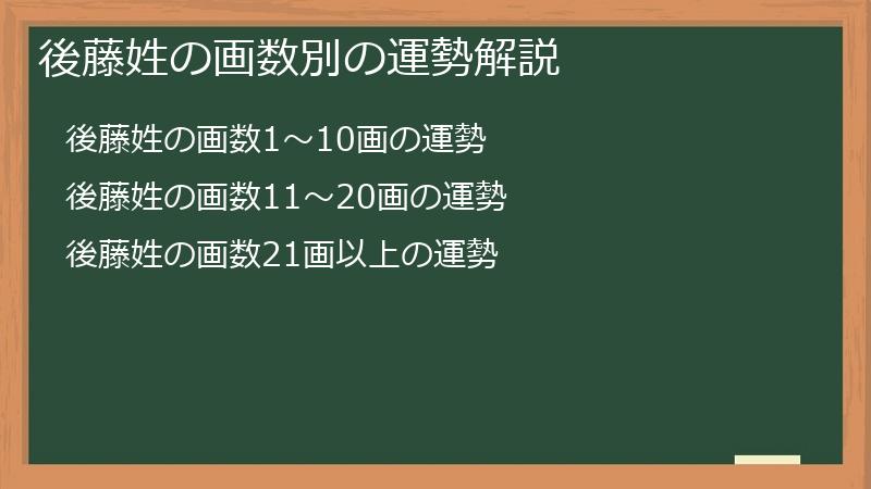 後藤姓の画数別の運勢解説