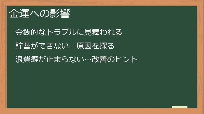 金運への影響