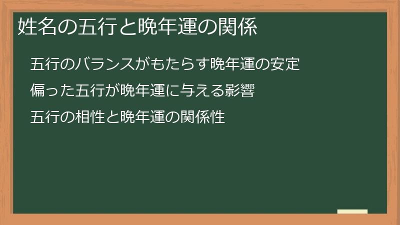 姓名の五行と晩年運の関係