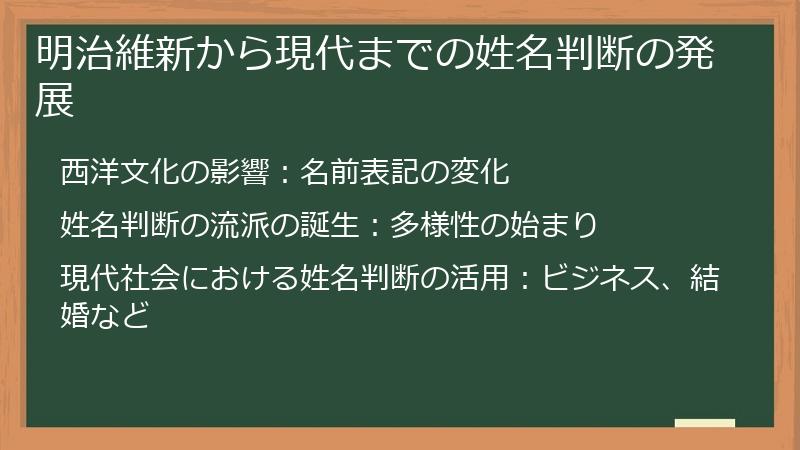 明治維新から現代までの姓名判断の発展