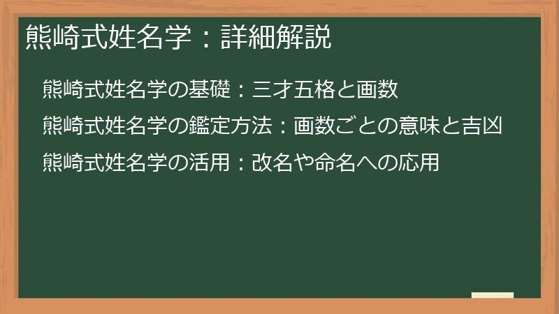 熊崎式姓名学：詳細解説