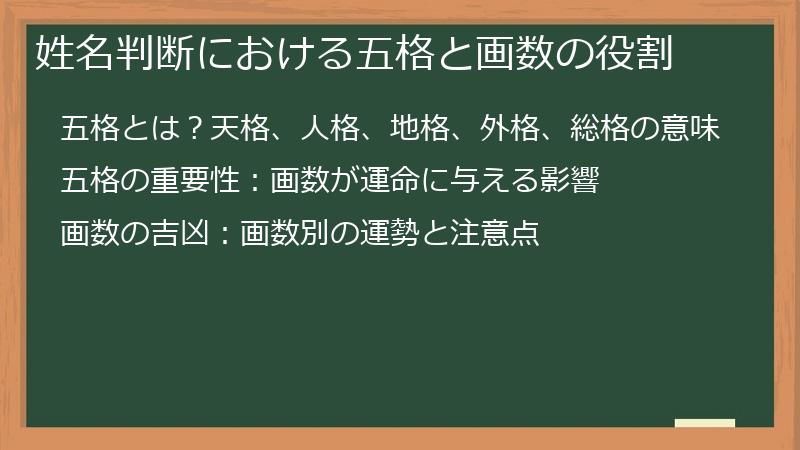 姓名判断における五格と画数の役割