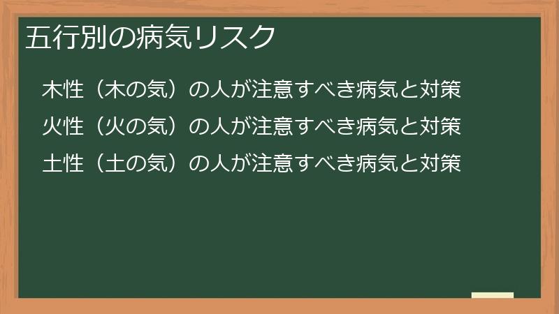 五行別の病気リスク