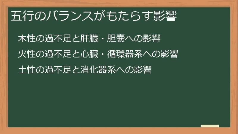 五行のバランスがもたらす影響
