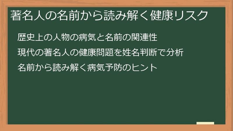 著名人の名前から読み解く健康リスク