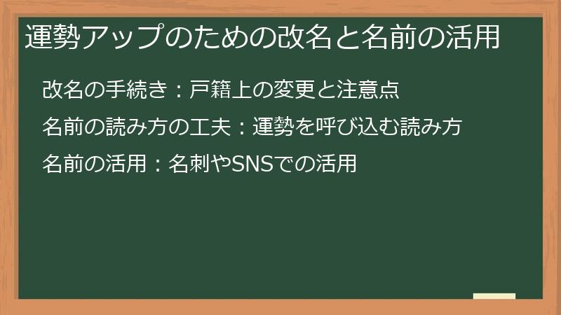 運勢アップのための改名と名前の活用