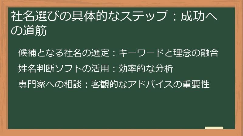 社名選びの具体的なステップ：成功への道筋