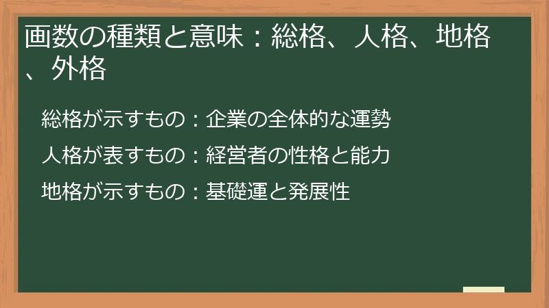 画数の種類と意味：総格、人格、地格、外格