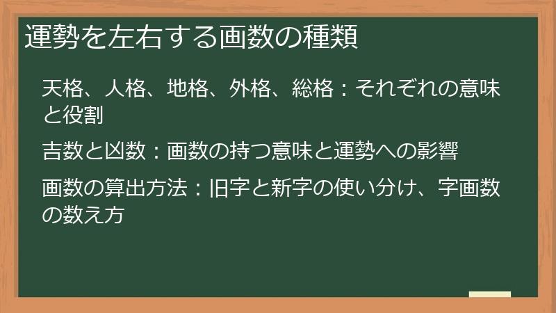運勢を左右する画数の種類
