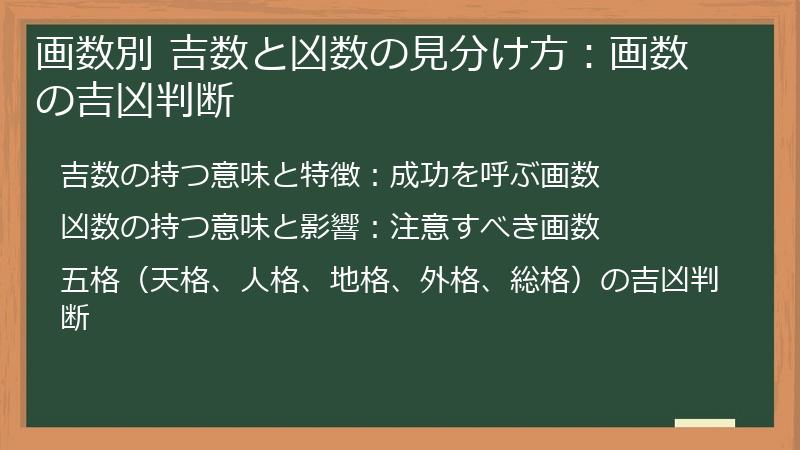 画数別 吉数と凶数の見分け方:画数の吉凶判断