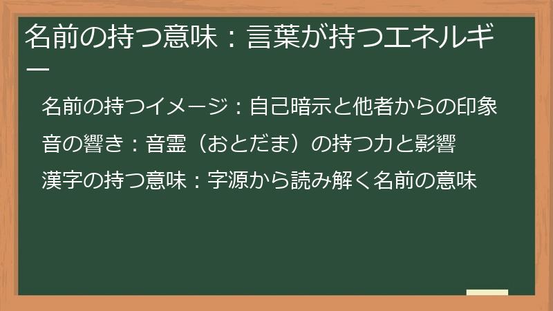 名前の持つ意味:言葉が持つエネルギー
