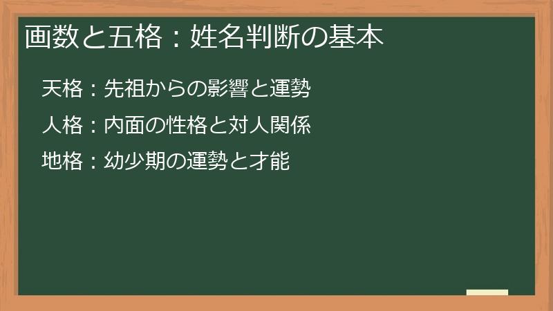 画数と五格：姓名判断の基本