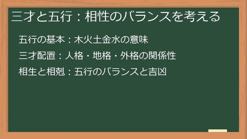 三才と五行：相性のバランスを考える