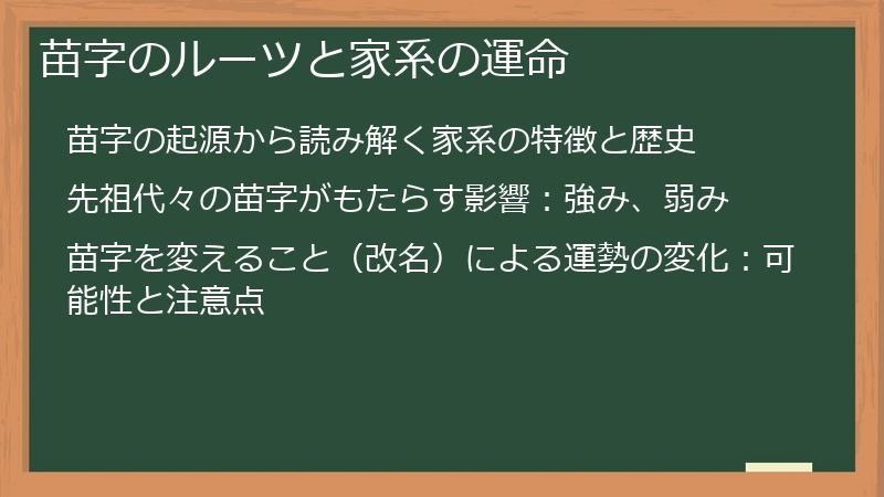 苗字のルーツと家系の運命