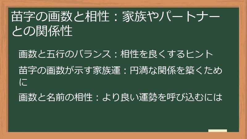 苗字の画数と相性：家族やパートナーとの関係性