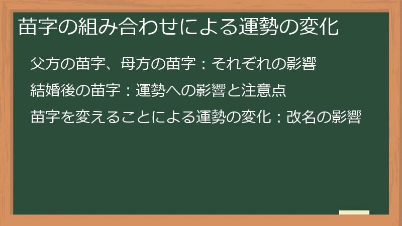 苗字の組み合わせによる運勢の変化