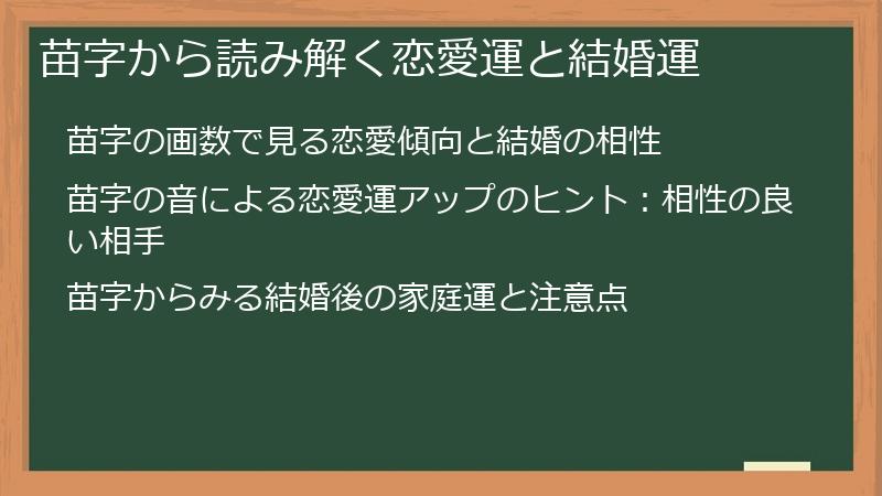 苗字から読み解く恋愛運と結婚運