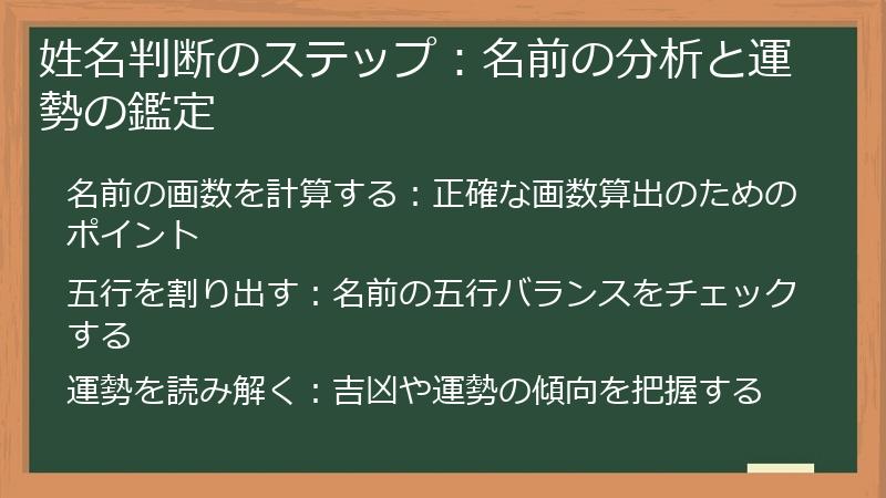姓名判断のステップ：名前の分析と運勢の鑑定
