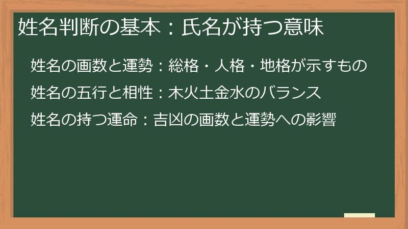 姓名判断の基本：氏名が持つ意味