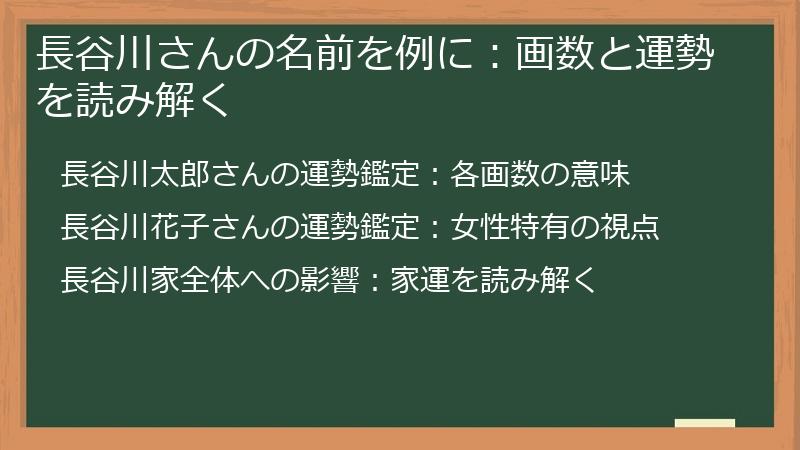 長谷川さんの名前を例に：画数と運勢を読み解く