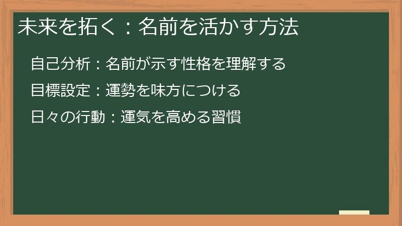 未来を拓く：名前を活かす方法