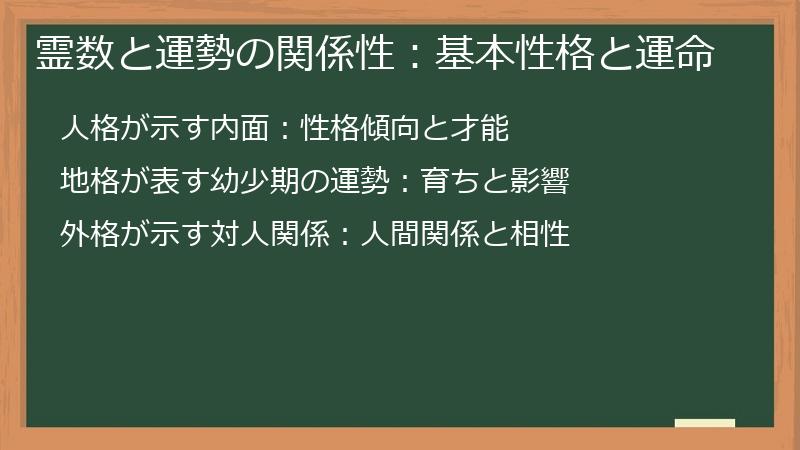 霊数と運勢の関係性：基本性格と運命