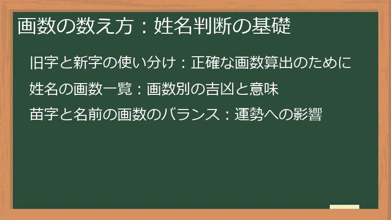 画数の数え方:姓名判断の基礎