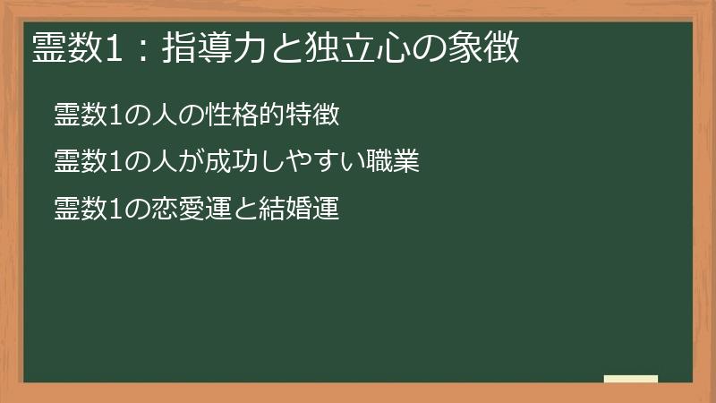 霊数1:指導力と独立心の象徴