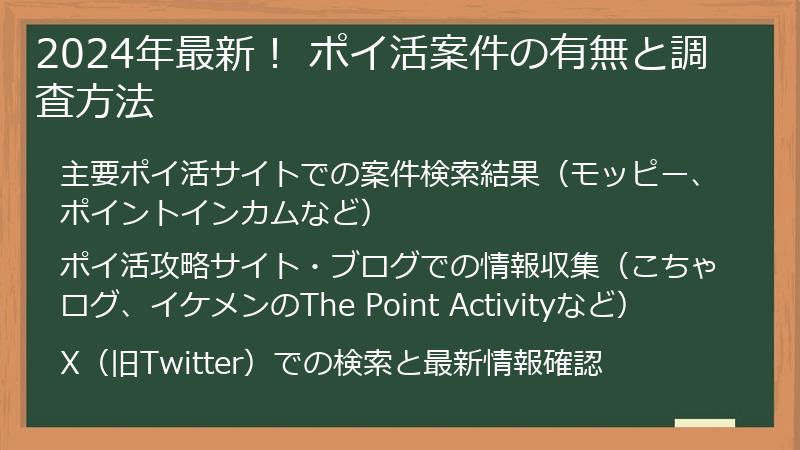 2024年最新！ ポイ活案件の有無と調査方法
