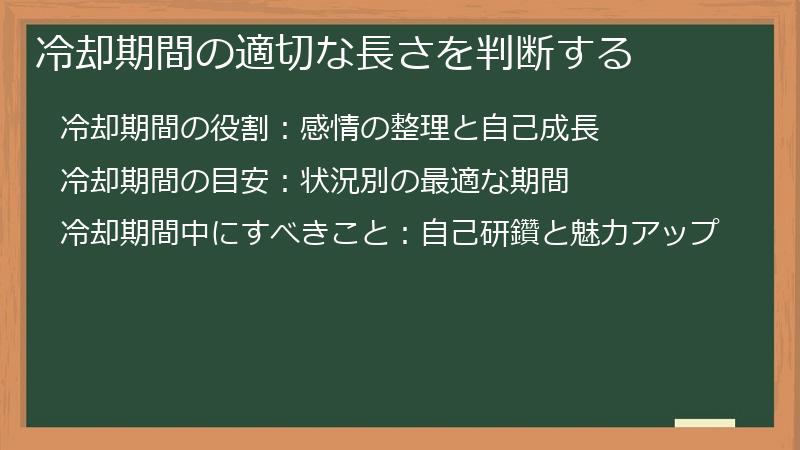 冷却期間の適切な長さを判断する