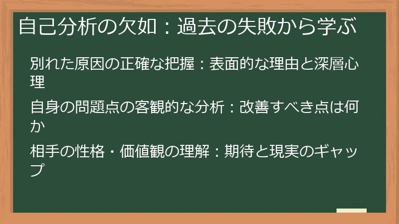 自己分析の欠如：過去の失敗から学ぶ