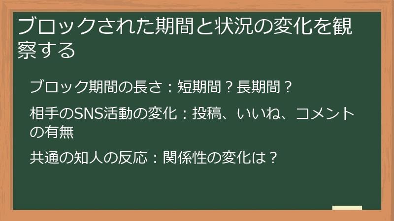 ブロックされた期間と状況の変化を観察する