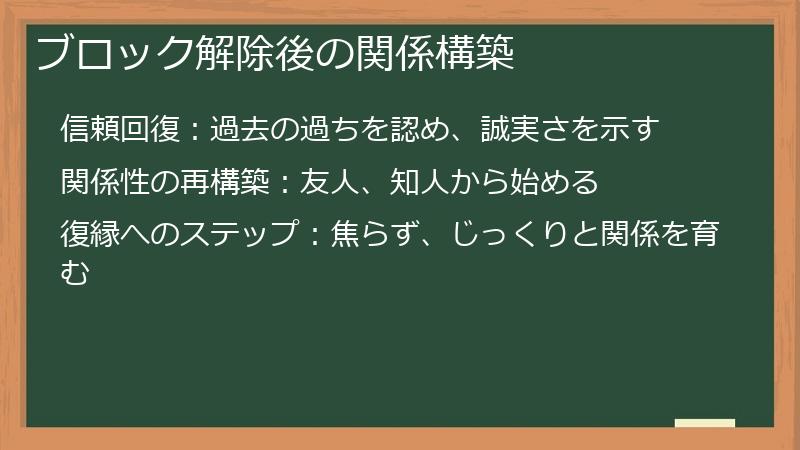 ブロック解除後の関係構築