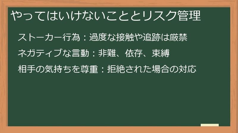 やってはいけないこととリスク管理