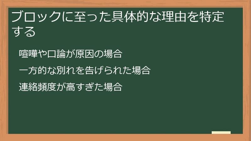 ブロックに至った具体的な理由を特定する