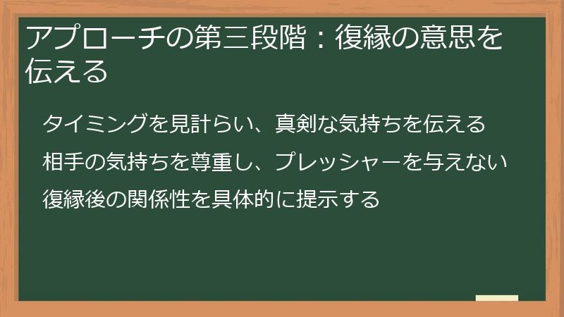 アプローチの第三段階：復縁の意思を伝える