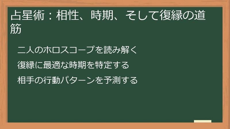 占星術:相性、時期、そして復縁の道筋