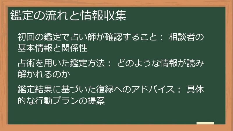 鑑定の流れと情報収集